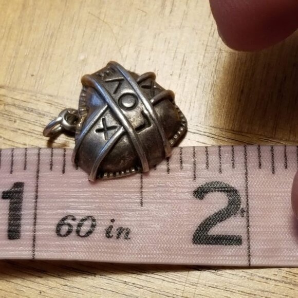 Sterling Silver Puff Heart Pendant Charm XOX LOVE - Picture 7 of 8